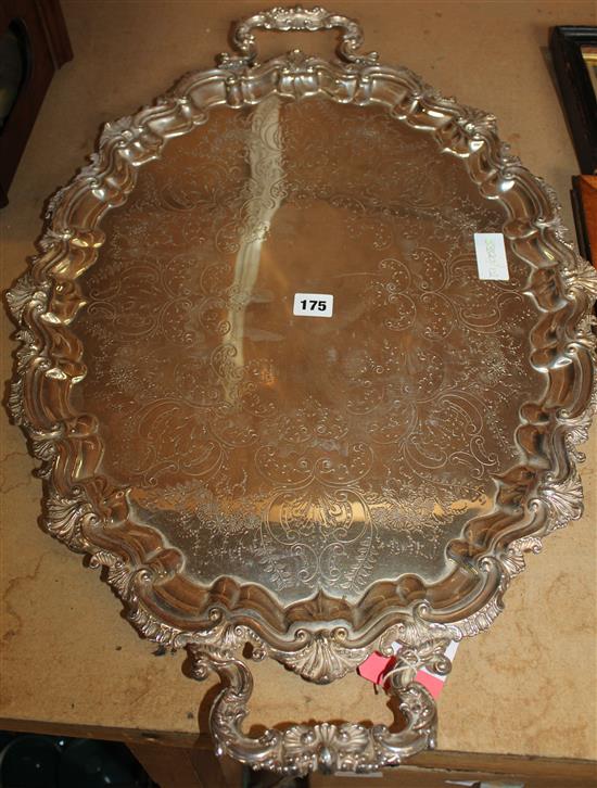 Oval plated 2 handled tea tray